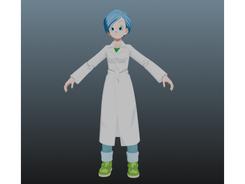 Bulma Lab Coat Dragon Ball for Blender Only 3D Model