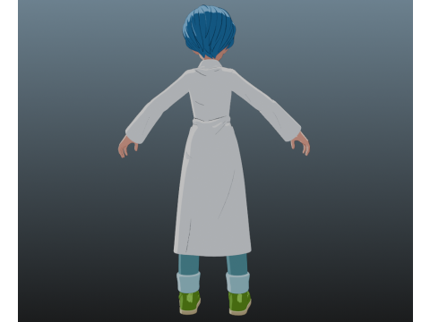 Bulma Lab Coat Dragon Ball for Blender Only 3D 模型