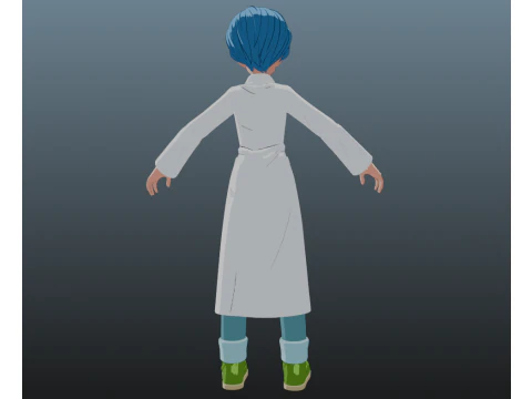 Bulma Lab Coat Dragon Ball for Blender Only 3D Model