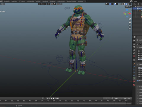 Ninja Turtle Michelangelo for Blender Only 3D Модель