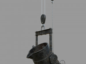 Foundry metal bucket hanging on chain 3D Model