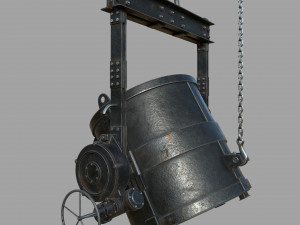 Foundry metal bucket hanging on chain 3D Model