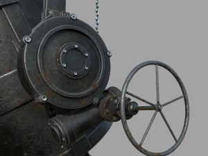 Foundry metal bucket hanging on chain 3D Model
