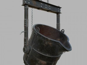 Foundry metal bucket hanging on chain 3D Model