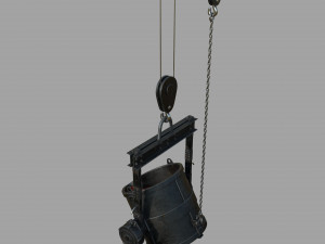 Foundry metal bucket hanging on chain 3D Model
