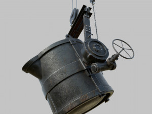 Foundry metal bucket hanging on chain 3D Model