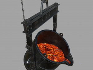 Foundry metal bucket hanging on chain 3D Model