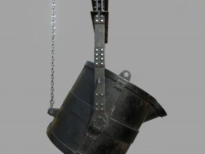 Foundry metal bucket hanging on chain 3D Model