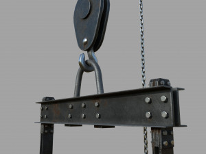 Foundry metal bucket hanging on chain 3D Model