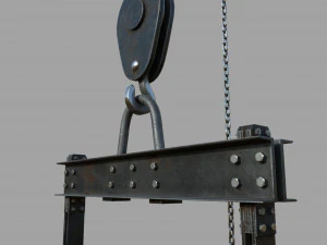 Foundry metal bucket hanging on chain 3D Model
