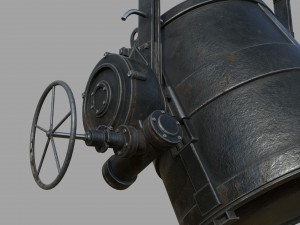 Foundry metal bucket hanging on chain 3D Model