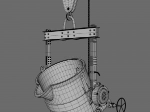 Foundry metal bucket hanging on chain 3D Model