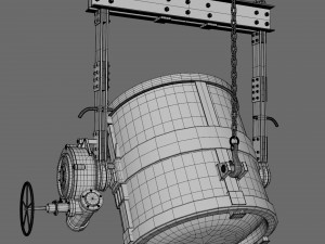Foundry metal bucket hanging on chain 3D Model