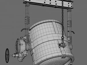 Foundry metal bucket hanging on chain 3D Model