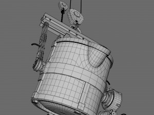 Foundry metal bucket hanging on chain 3D Model