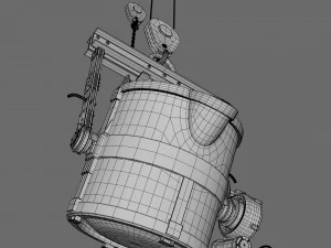 Foundry metal bucket hanging on chain 3D Model