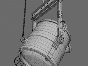 Foundry metal bucket hanging on chain 3D Model