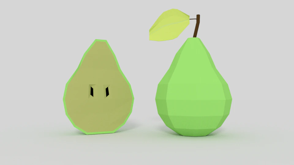 low poly cartoon pear 3D Model .c4d .max .obj .3ds .fbx .stl .blend 