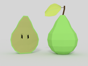 low poly cartoon pear Model 3D