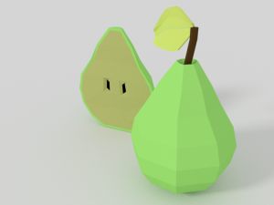low poly cartoon pear 3D Model