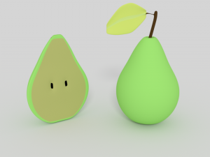 low poly cartoon pear 3D Model