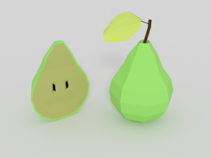 low poly cartoon pear 3D Model