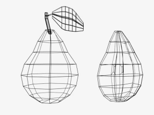 low poly cartoon pear 3D Model