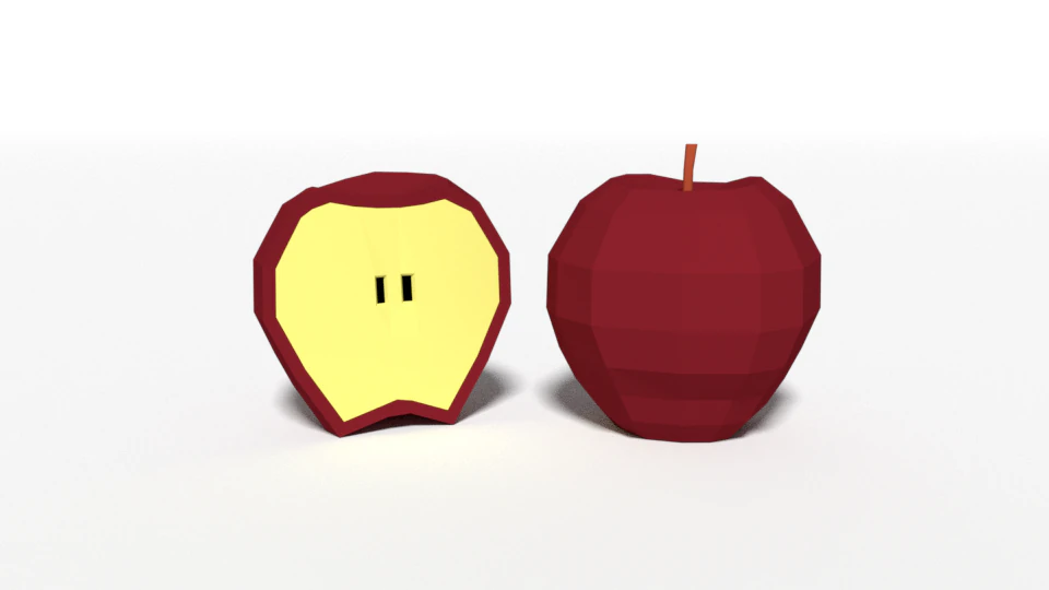 low poly cartoon apple 3D Model .c4d .max .obj .3ds .fbx .stl .blend