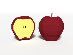 low poly cartoon apple 3D 모델