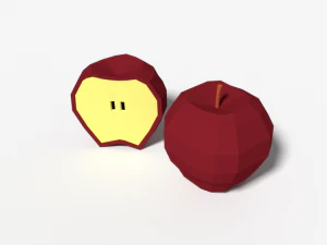 low poly cartoon apple 3D Model
