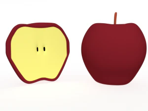 low poly cartoon apple 3D Model