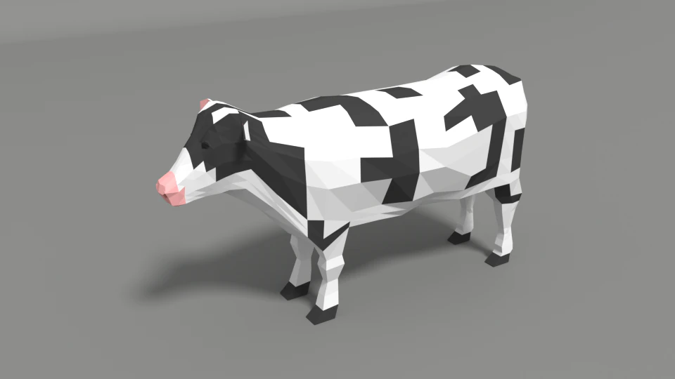 low poly cartoon cow 3D Model .c4d .max .obj .3ds .fbx .stl .blend 