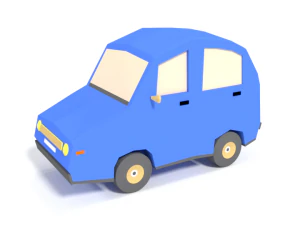 carro de desenho animado de baixo poli Modelo 3D