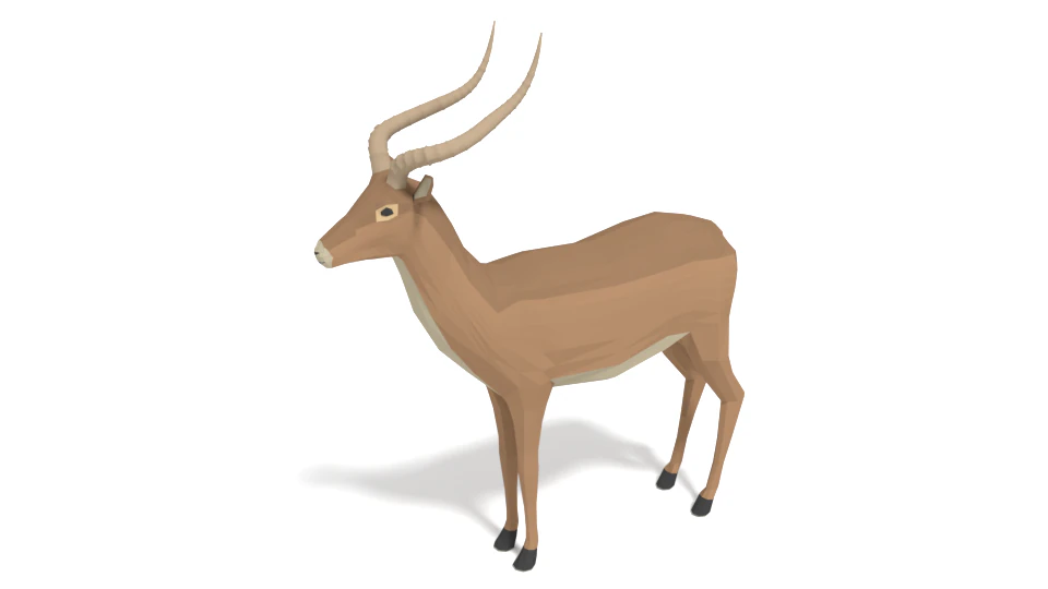 low poly cartoon impala antelope 3D Model .c4d .max .obj .3ds .fbx .stl .blend