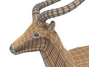 low poly cartoon impala antelope 3D Model