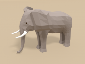 low poly cartoon african elephant 3D Model