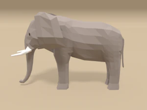 low poly cartoon african elephant 3D Model