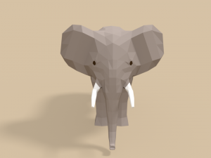 low poly cartoon african elephant Modello 3D
