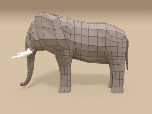 low poly cartoon african elephant Modello 3D