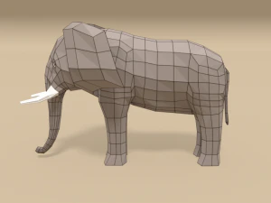 low poly cartoon african elephant 3D Model