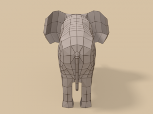 low poly cartoon african elephant Modello 3D