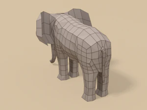 low poly cartoon african elephant 3D Model