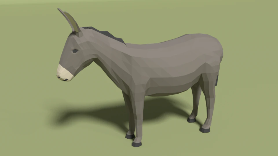 low poly cartoon donkey 3D Model .c4d .max .obj .3ds .fbx .stl .blend