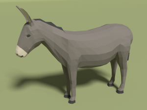 low poly cartoon donkey 3Dモデル