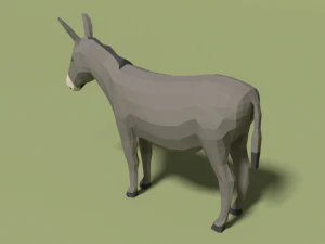 low poly cartoon donkey 3D Model