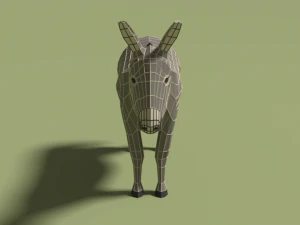 low poly cartoon donkey 3D Model