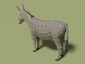 low poly cartoon donkey 3D Model