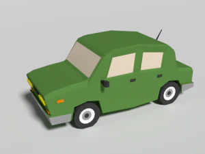 carro de desenho animado de baixo poli Modelo 3D