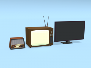 low poly cartoon modern tv - retro tv - retro radio pack 3D Model
