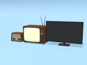 low poly cartoon modern tv - retro tv - retro radio pack 3D 모델